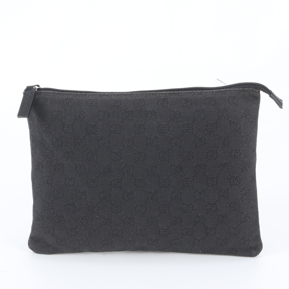 Gucci GG Canvas 105671 Leather Second Bag Clutch Pouch Business Black Men's